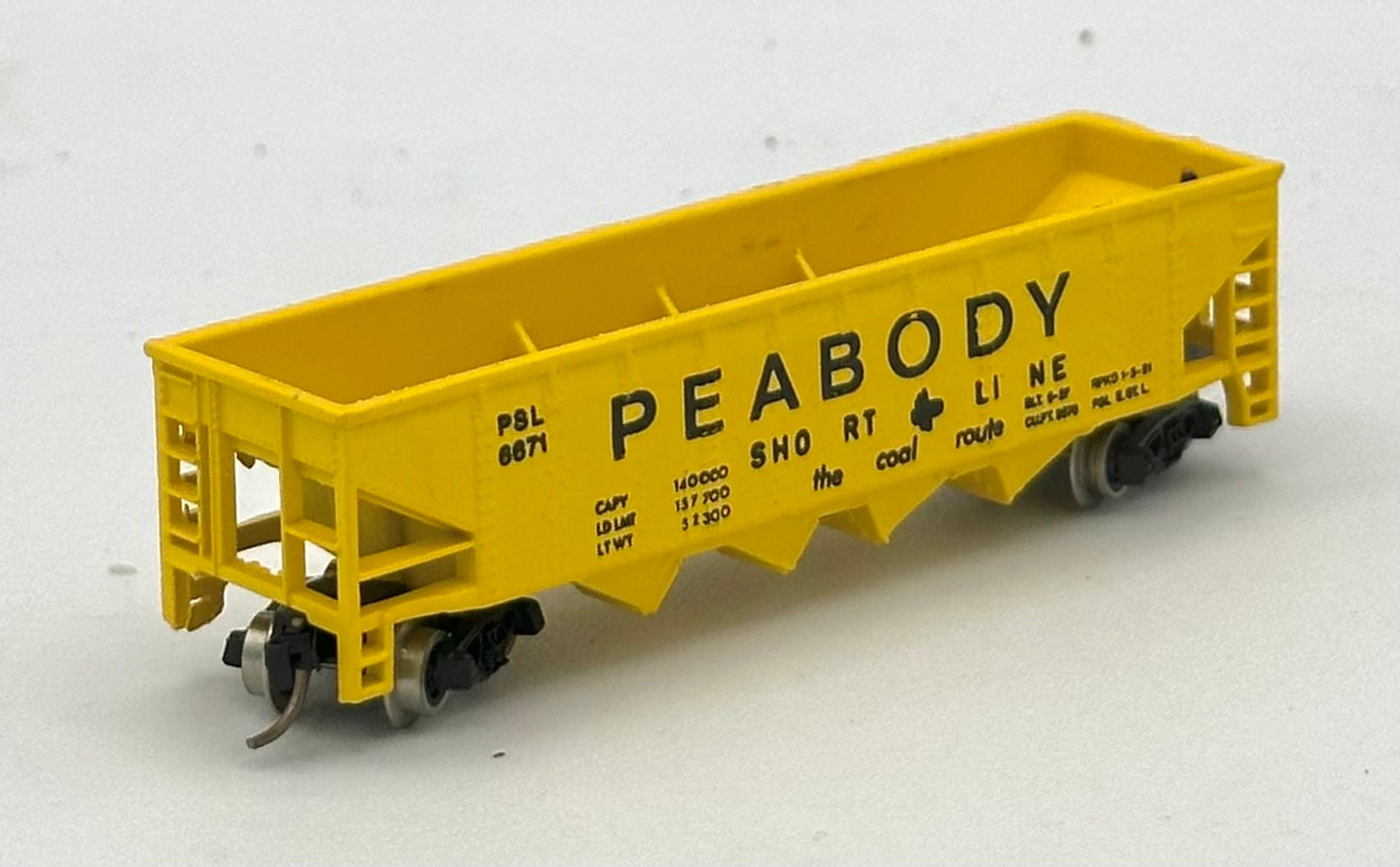 N Scale Peabody Open Hopper Conversion Car , Rapido to MTL Knuckle Coupler
