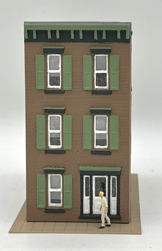 DPM 3# #111 HO Scale 3-Story Brick Built Town House LED Lighted Fully Assembled.