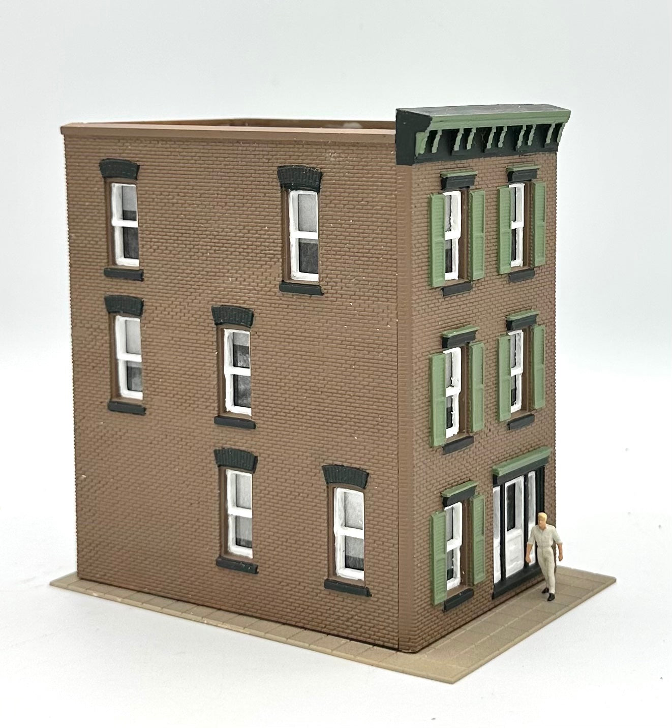 DPM 3# #111 HO Scale 3-Story Brick Built Town House LED Lighted Fully Assembled.