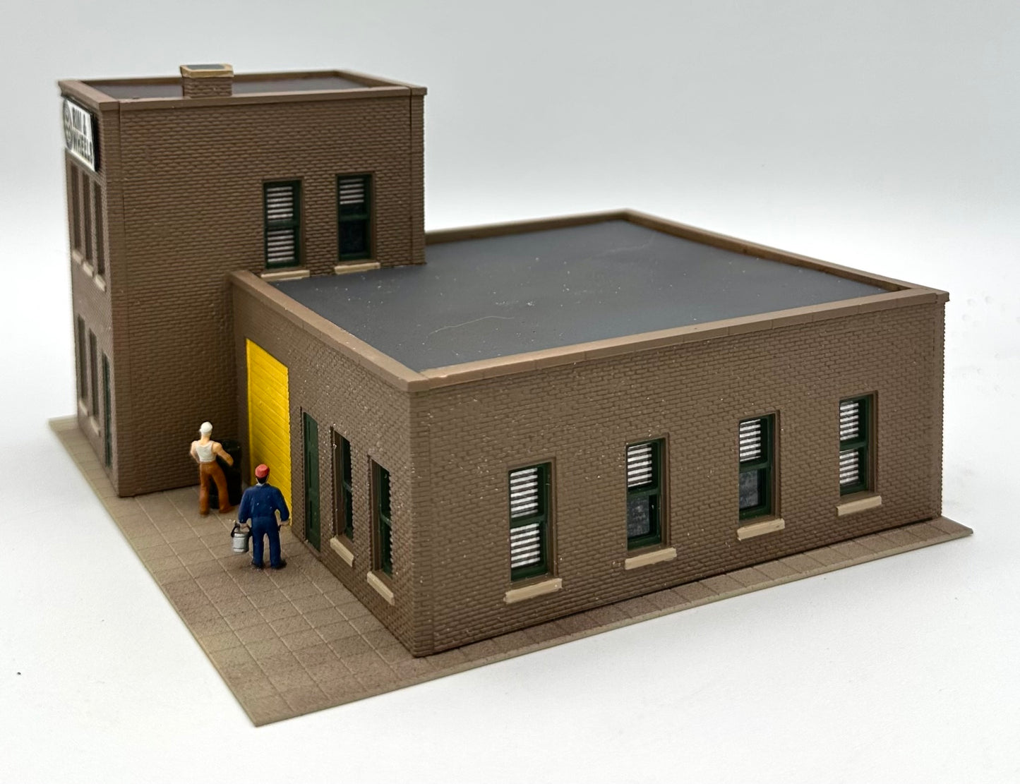 DPM #112 HO Scale 2-Story Brick Built "Rim & Wheels" Warehouse LED Lighted Fully Assembled.
