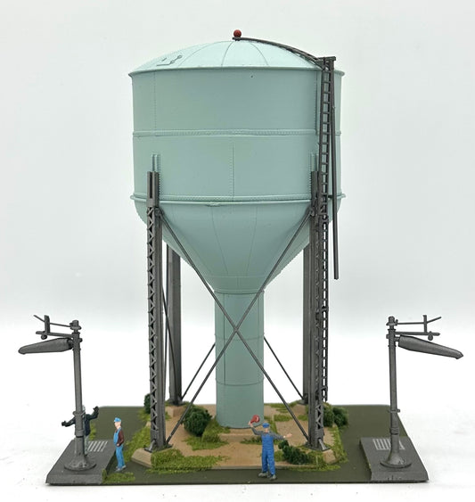 Walthers Cornerstone 933-3043 HO Scale Steel Water Tower Custom Painted Fully Assembled Landscaping, Diorama