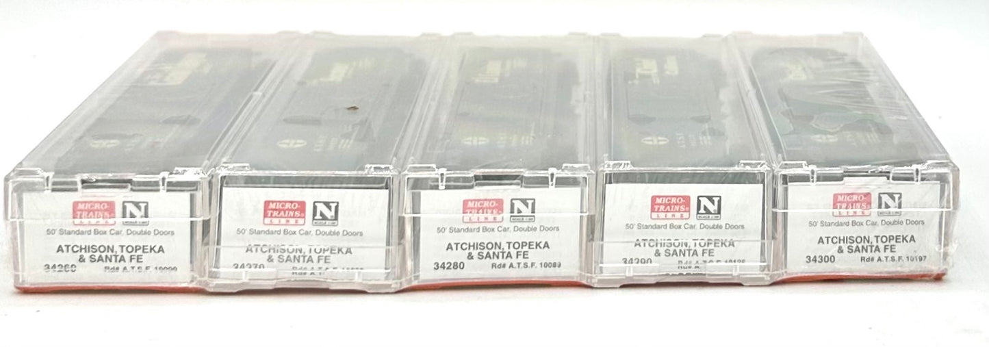 Micro-Trains N Scale Atchison, Topeka & Santa Fe, Slogan Series 5 car Pack