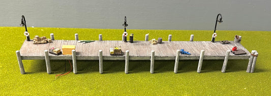 HO Scale Wooden Pier/Dock Custom Built/ Painted/Weathered with Dock items Lighted Fully Assembled