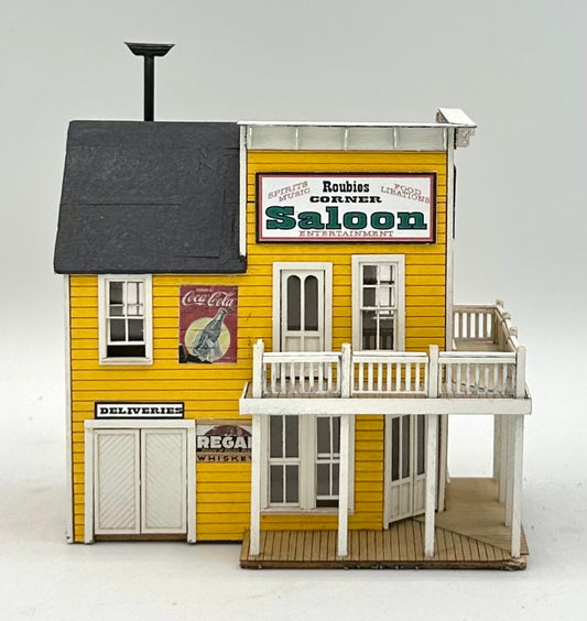 Banta Modelworks HO Scale "Roubies Corner Saloon" Laser Cut Wooden Custom Painted Fully Assembled