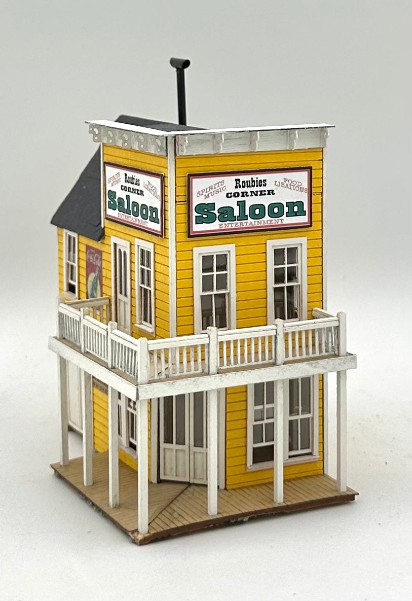Banta Modelworks HO Scale "Roubies Corner Saloon" Laser Cut Wooden Custom Painted Fully Assembled