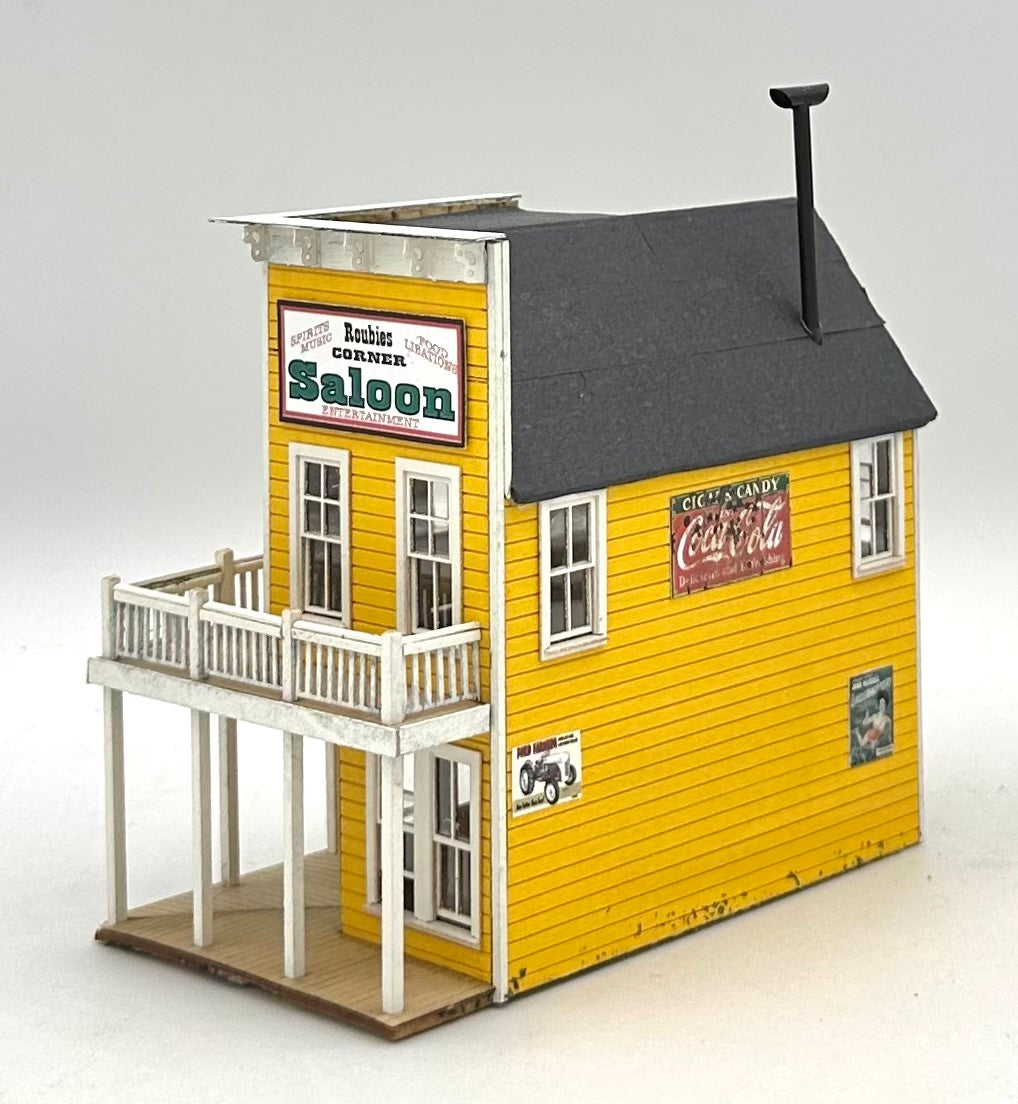 Banta Modelworks HO Scale "Roubies Corner Saloon" Laser Cut Wooden Custom Painted Fully Assembled