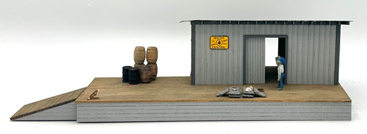 HO Scale Trackside Warehouse Laser cut Wooden Building Metal Roof Fully Assembled
