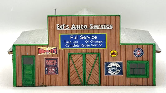 HO Scale Ed's Auto Services Laser cut Wooden Building Fully Assembled