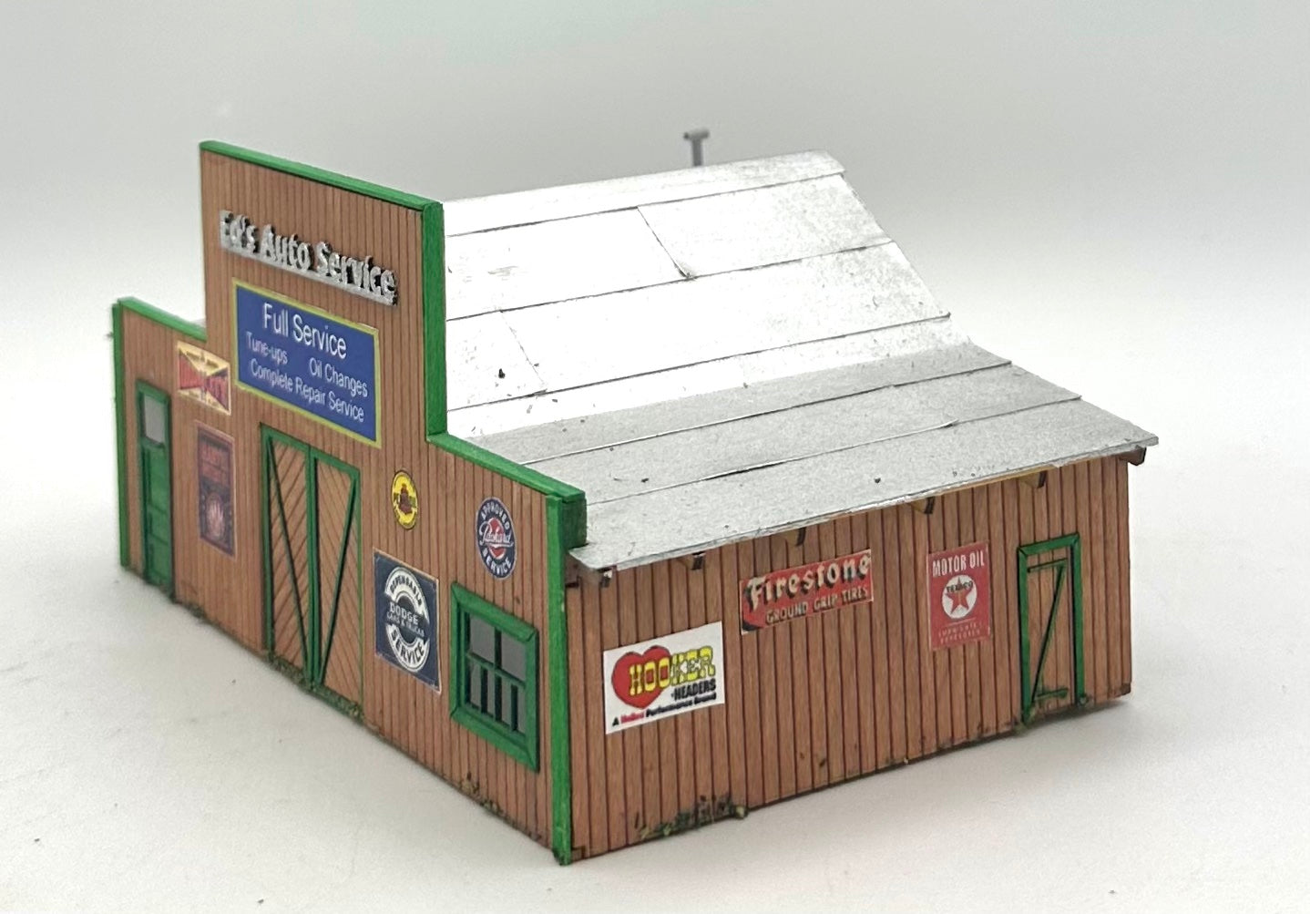 HO Scale Ed's Auto Services Laser cut Wooden Building Fully Assembled