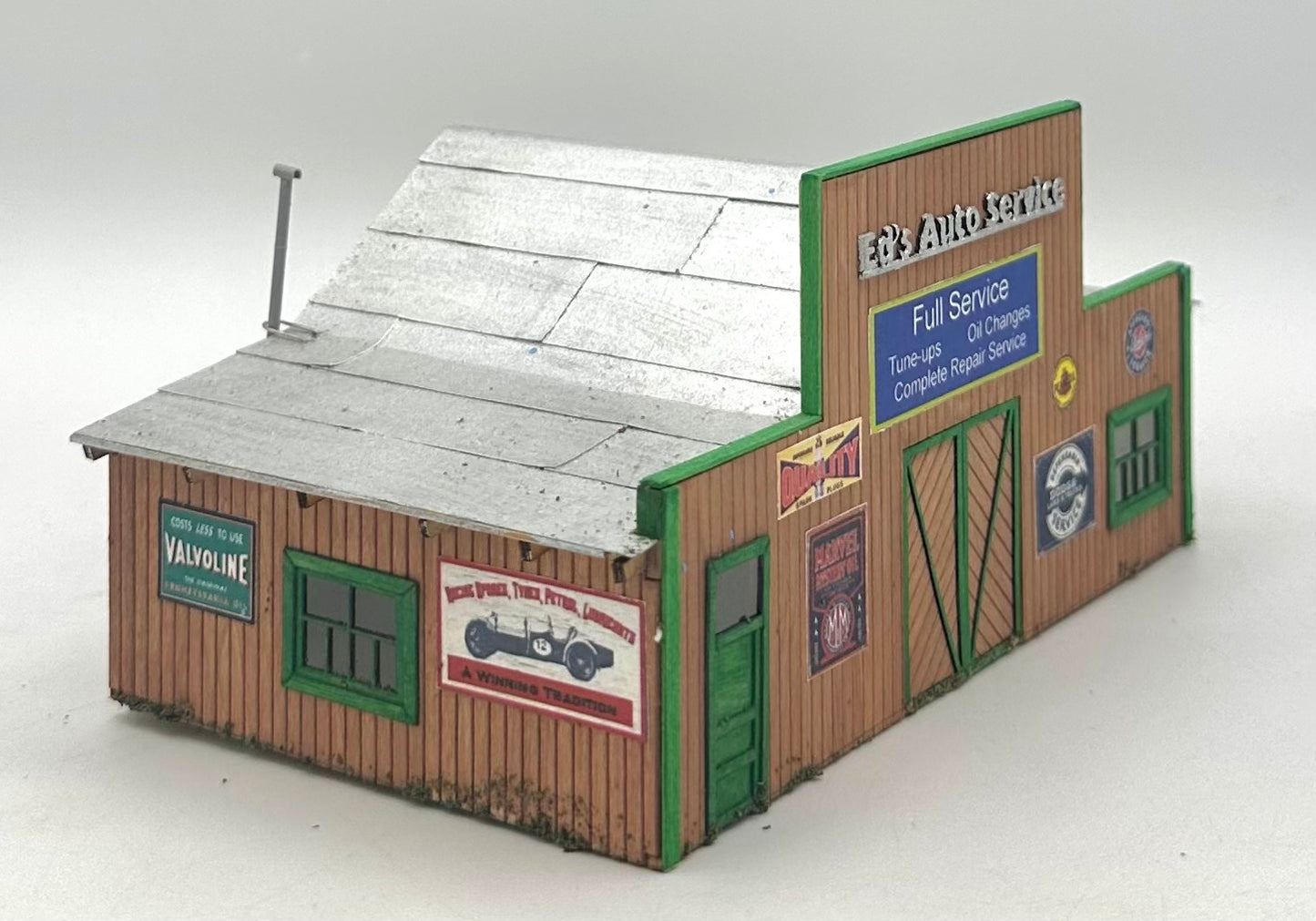 HO Scale Ed's Auto Services Laser cut Wooden Building Fully Assembled