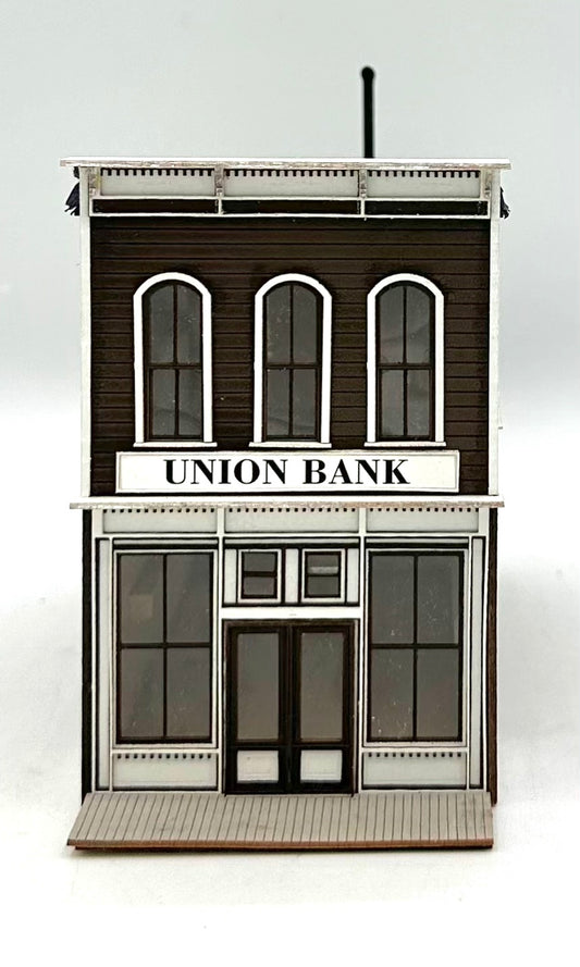 Banta Modelworks 2154 HO Scale "Union Bank" Laser Cut Wooden Custom Painted Fully Assembled
