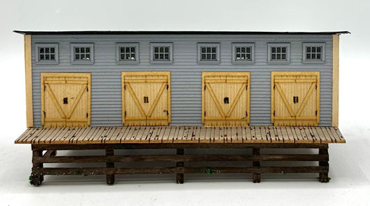 &nbsp;HO Scale "Row of Trackside Lockup Warehouses" Laser Cut Wooden Custom Painted Fully Assembled