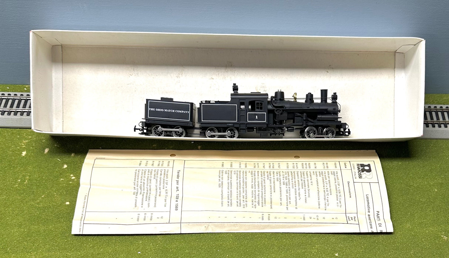 RivaRossi 1569 HO Scale Heisler 3 Truck Model, The Ohio Match Company DC Steam Locomotive