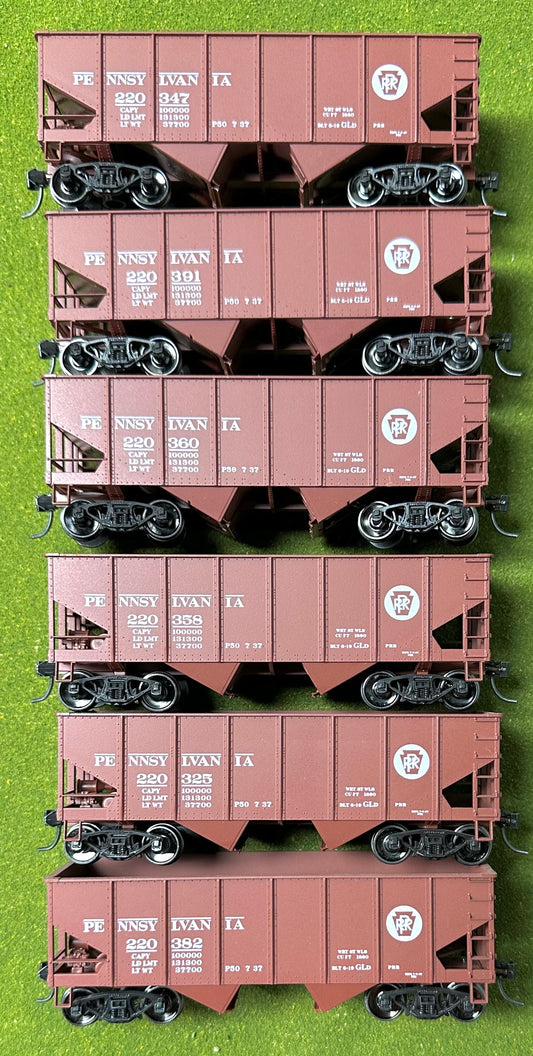 Accurail HO Scale Pennsylvania 2 Bay Ore Hoppers 6 cars Different Road No's