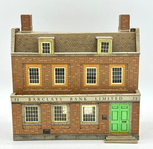 Vintage Superquick HO Scale Cardstock Barclay's Bank Building Fully Assembled