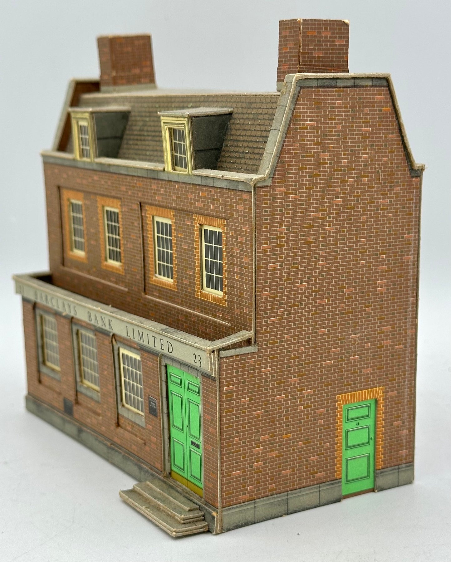 Vintage Superquick HO Scale Cardstock Barclay's Bank Building Fully Assembled
