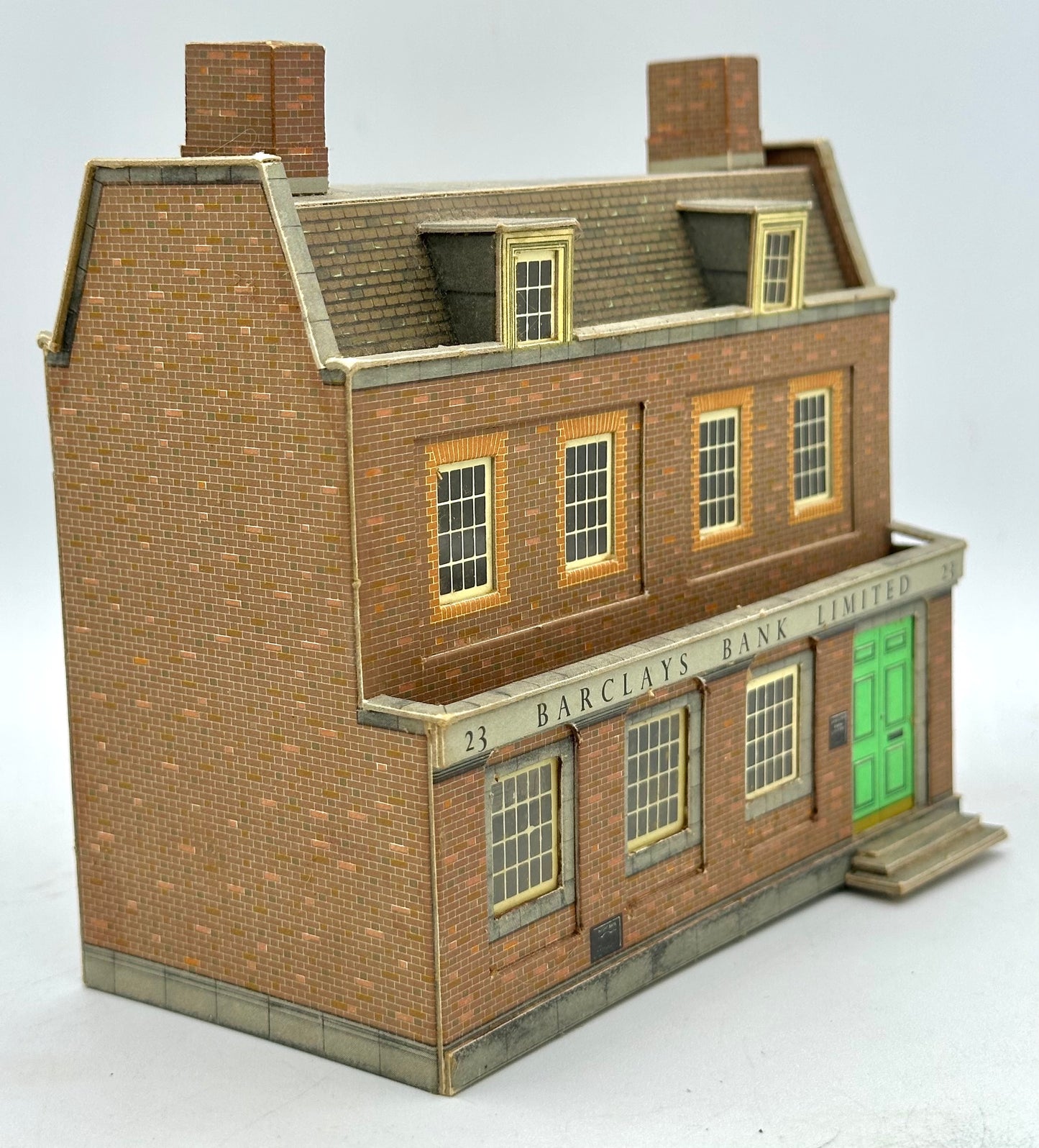 Vintage Superquick HO Scale Cardstock Barclay's Bank Building Fully Assembled