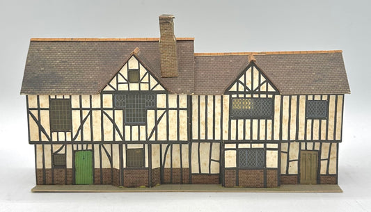 Vintage Superquick HO Scale Cardstock Wood Frame Tudor Building Fully Assembled