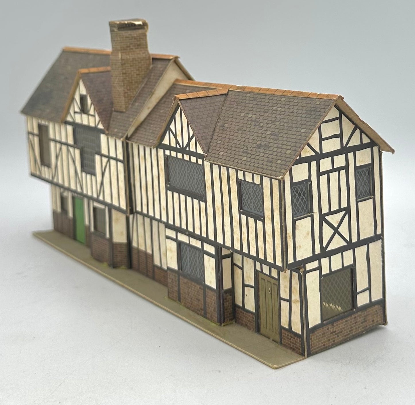 Vintage Superquick HO Scale Cardstock Wood Frame Tudor Building Fully Assembled