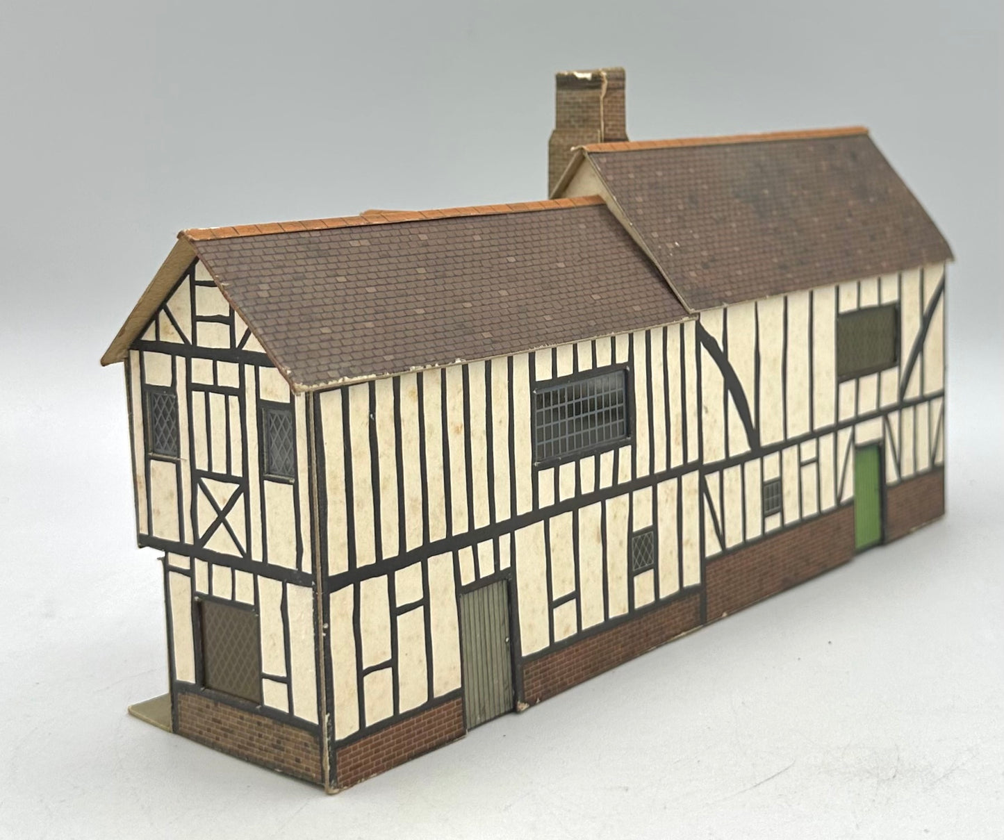 Vintage Superquick HO Scale Cardstock Wood Frame Tudor Building Fully Assembled