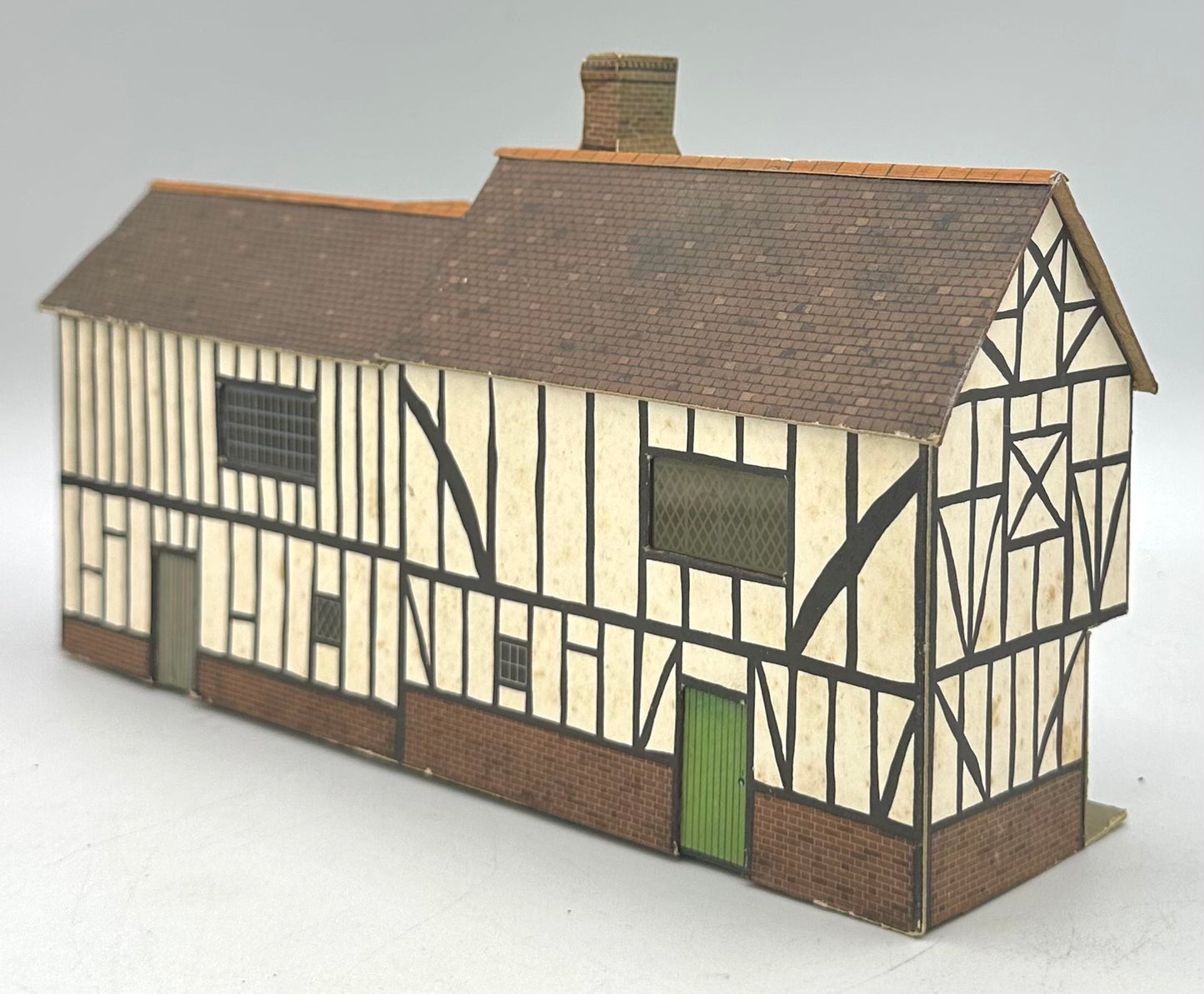 Vintage Superquick HO Scale Cardstock Wood Frame Tudor Building Fully Assembled