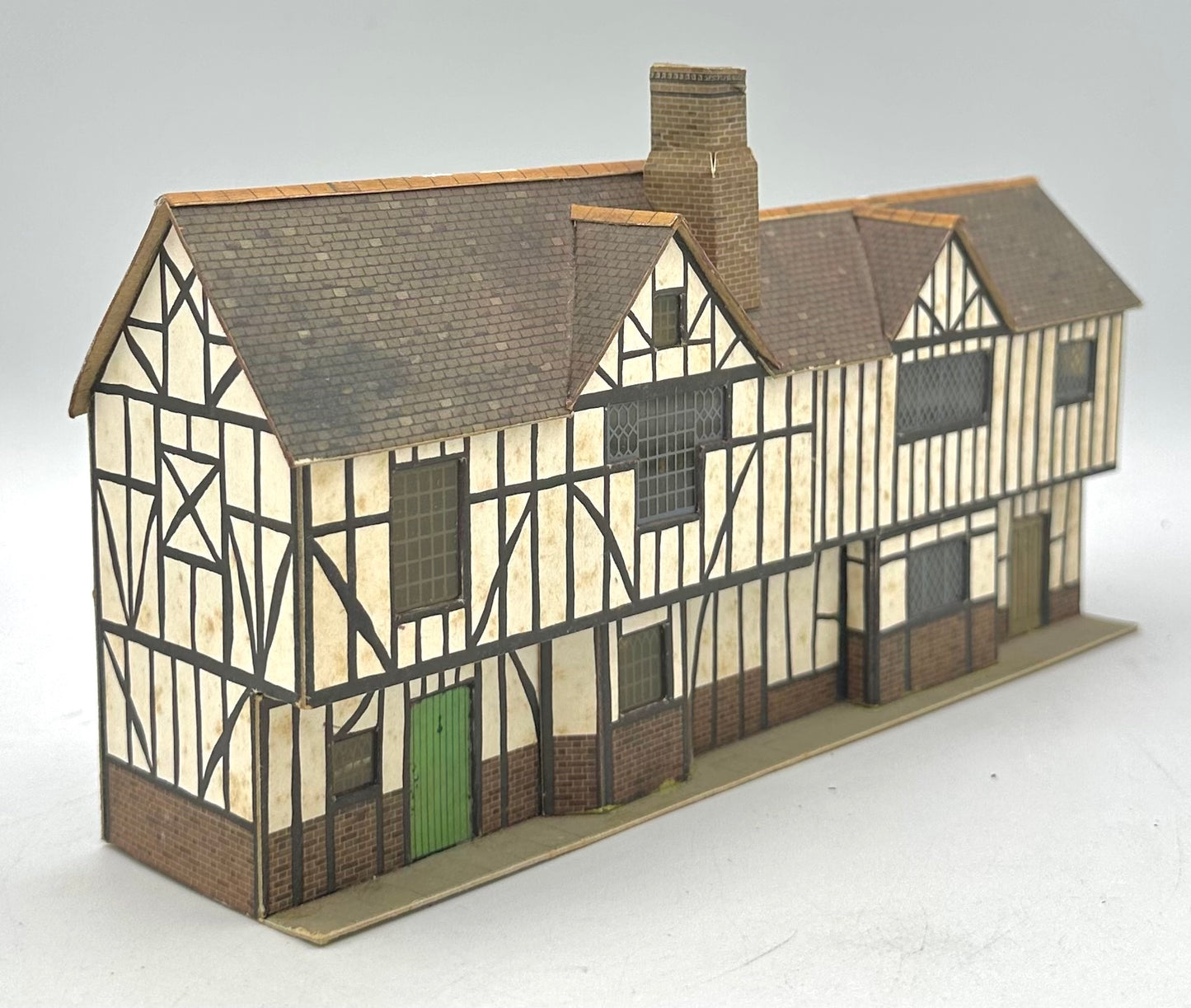 Vintage Superquick HO Scale Cardstock Wood Frame Tudor Building Fully Assembled