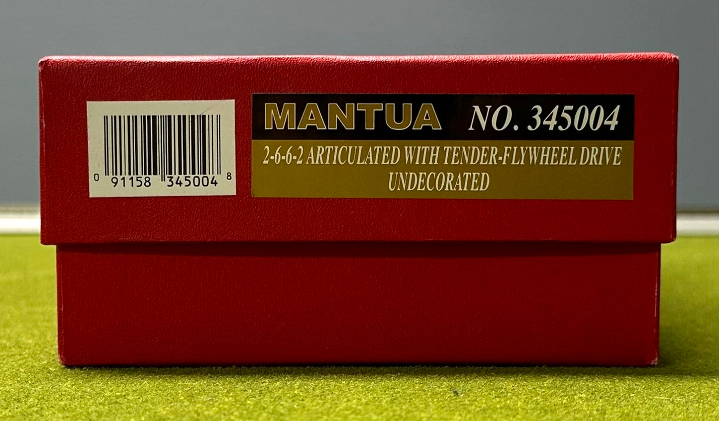 Mantua 345004 HO Scale 2-6-6-2 Articulated w/ Tender Flywheel Drive Undecorated DC Steam Locomotive