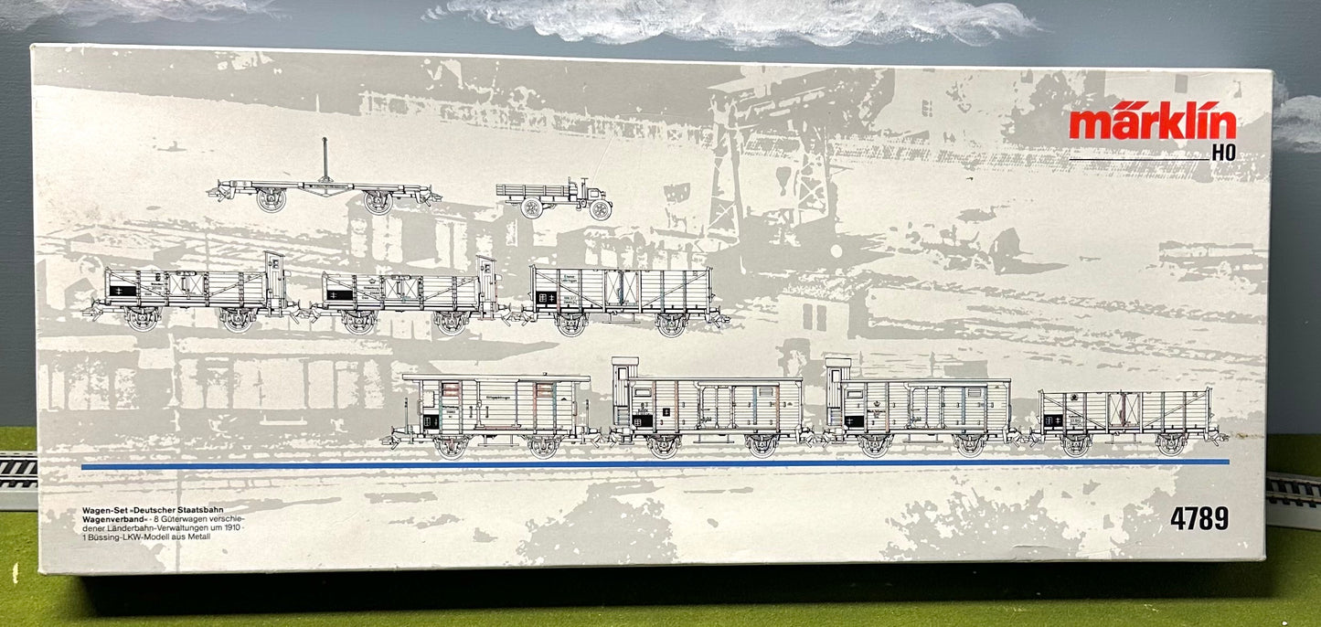 Marklin 4789 HO German State Railroad 8 Car set from different Provincial Railroads around 1910