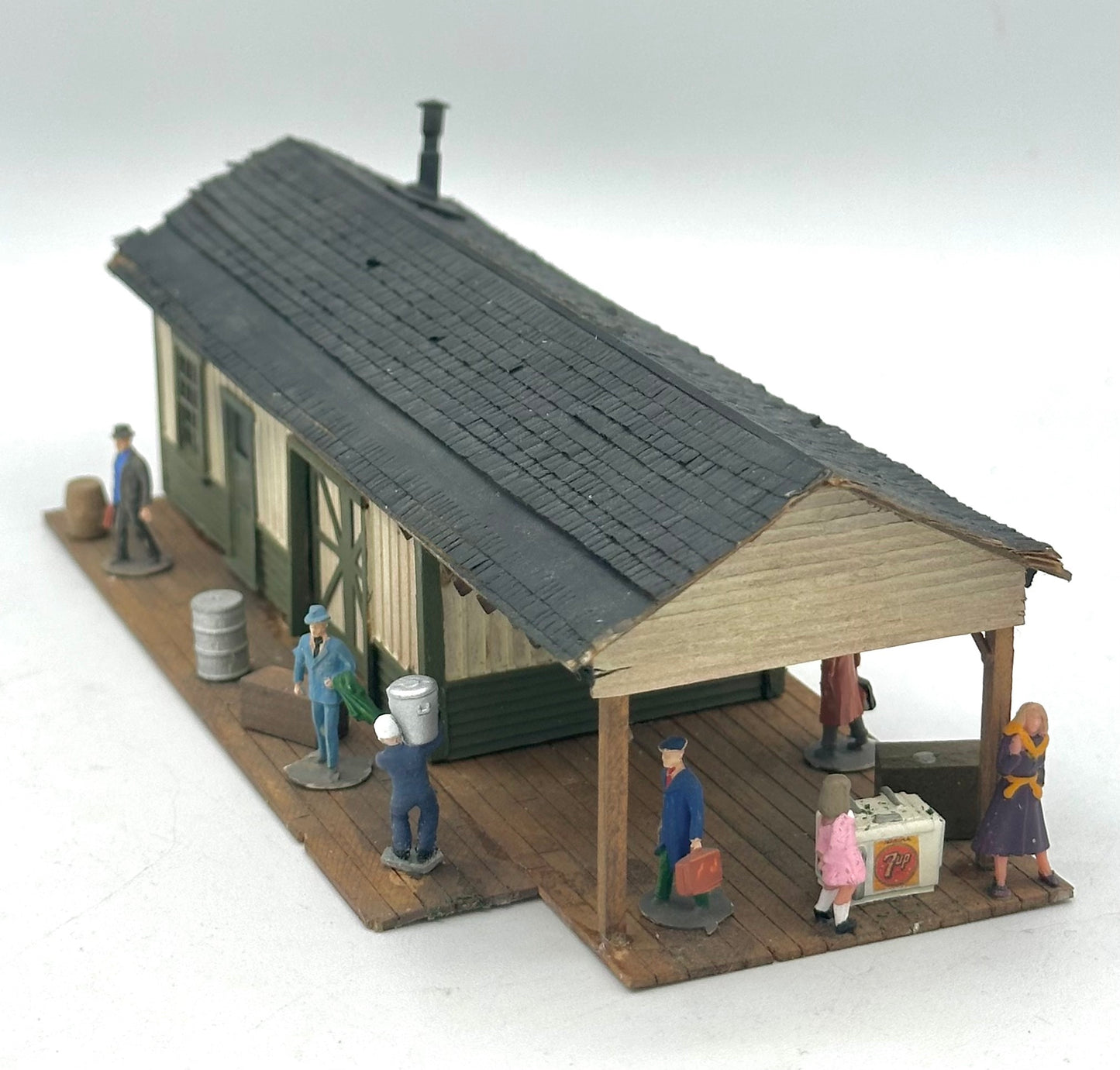 HO Scale Laser Cut Wood Custom Painted/Weathered Country Station; Fully Assembled