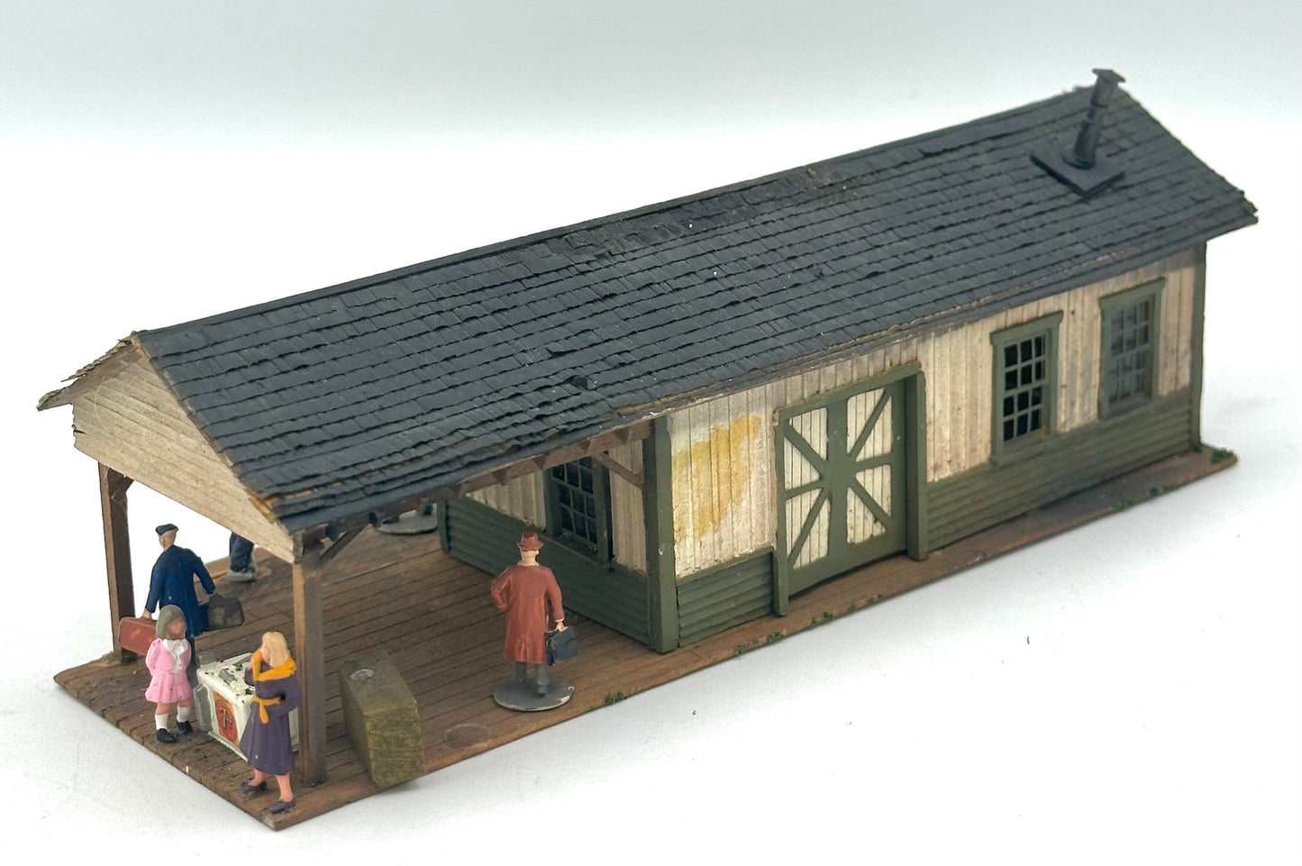 HO Scale Laser Cut Wood Custom Painted/Weathered Country Station; Fully Assembled