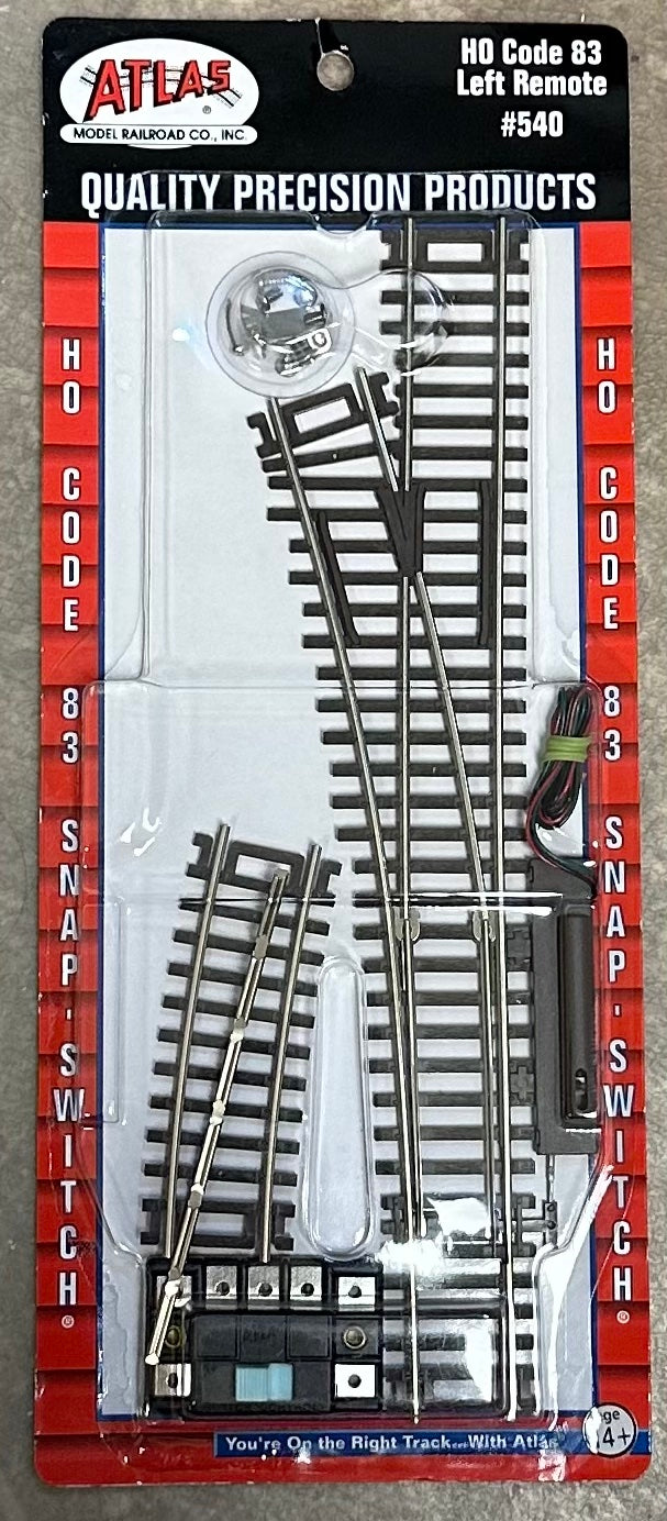 Atlas HO Scale Code 83 Left Hand Remote Turnout #540