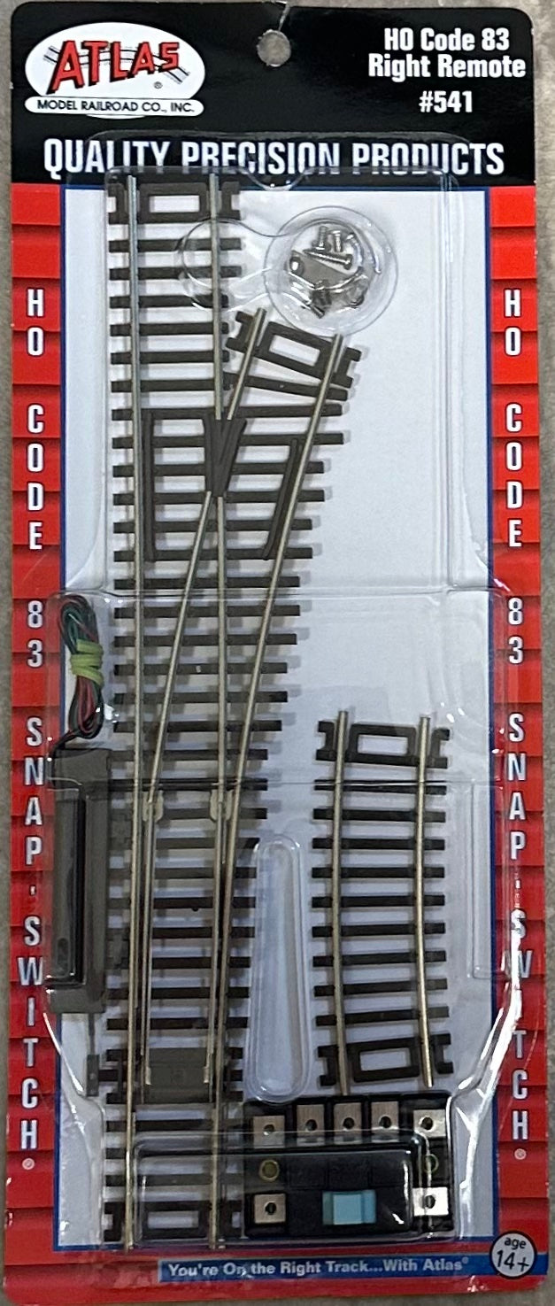 Atlas HO Scale Code 83 Right Hand Remote Turnout #541