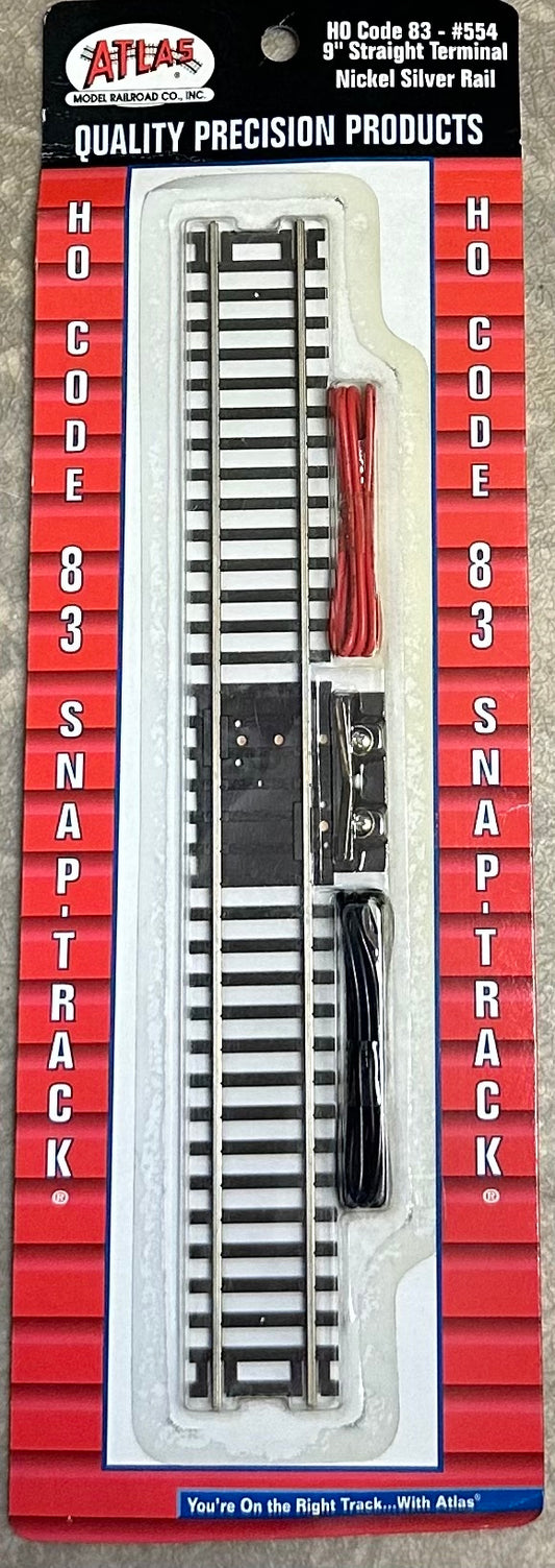 Atlas HO Scale Code 83 9" Straight Terminal  #554 Nickel Silver Rail