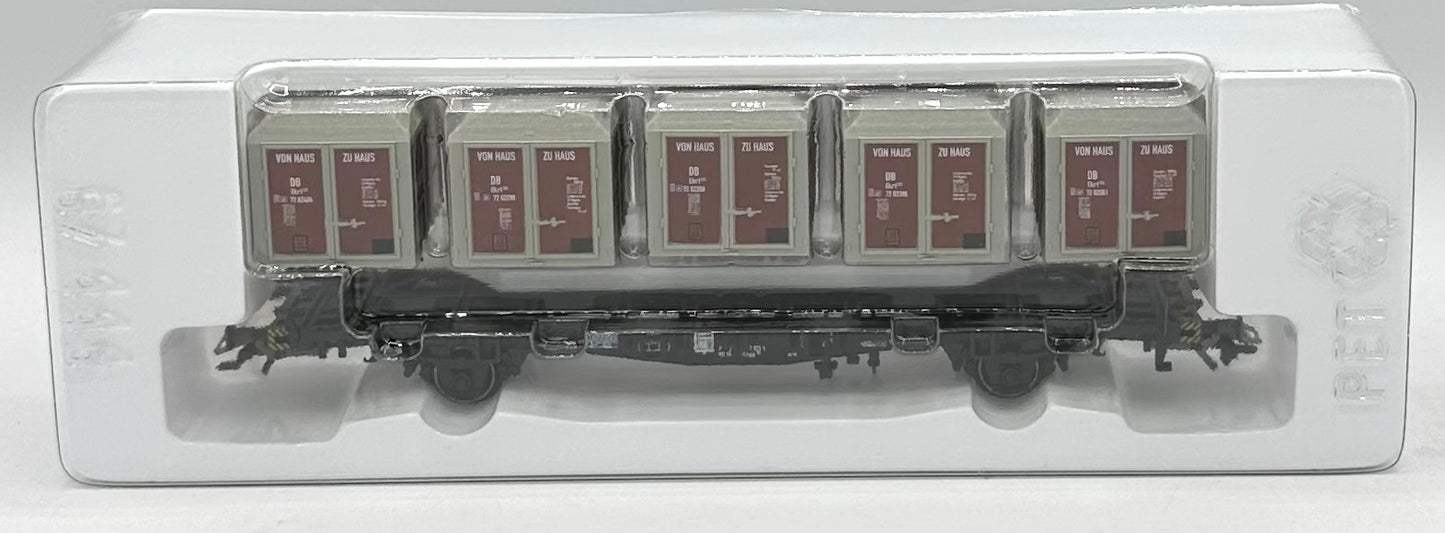 Marklin 4767 HO Scale DB Flat Car Complete w/ 5 Von Haus Containers