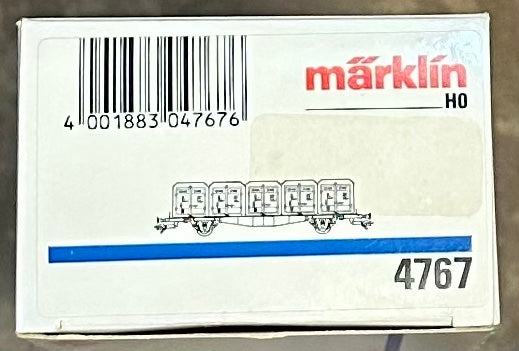 Marklin 4767 HO Scale DB Flat Car Complete w/ 5 Von Haus Containers