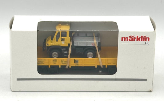 Marklin 00754-11 HO Scale DB Kbs-Series Flat Car W/ Mercedes -Benz Unimog Load