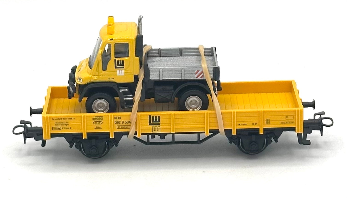 Marklin 00754-11 HO Scale DB Kbs-Series Flat Car W/ Mercedes -Benz Unimog Load