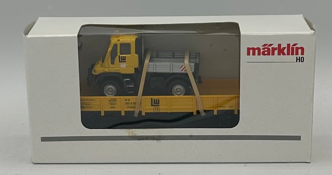 Marklin 00754-10 HO Scale DB Kbs-Series Flat Car W/ Mercedes -Benz Unimog Load