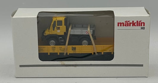 Marklin 00754-10 HO Scale DB Kbs-Series Flat Car W/ Mercedes -Benz Unimog Load