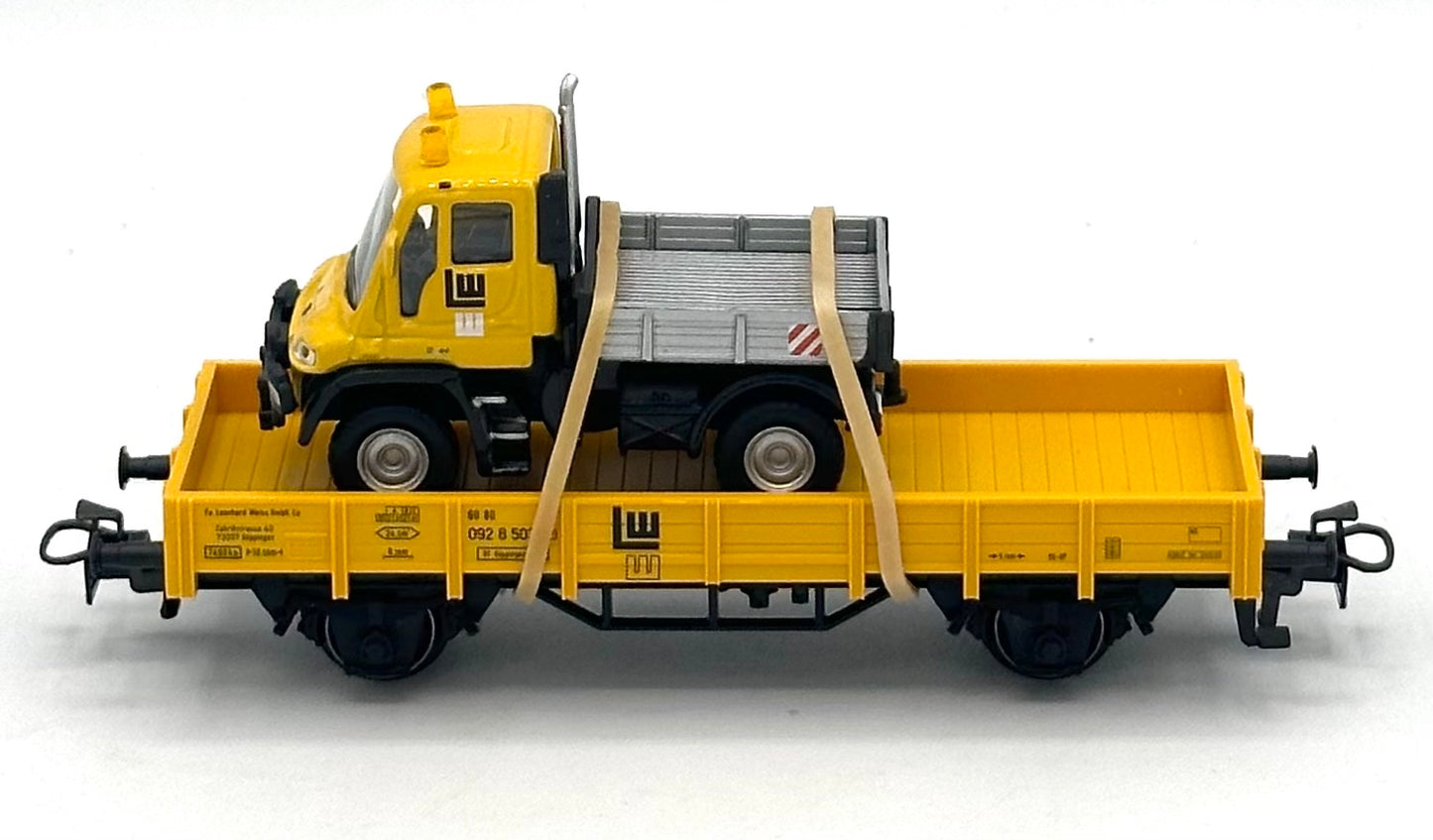 Marklin 00754-10 HO Scale DB Kbs-Series Flat Car W/ Mercedes -Benz Unimog Load