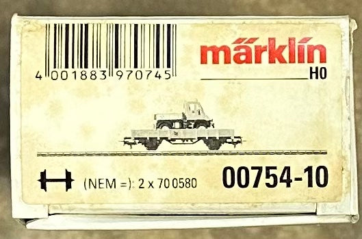 Marklin 00754-10 HO Scale DB Kbs-Series Flat Car W/ Mercedes -Benz Unimog Load