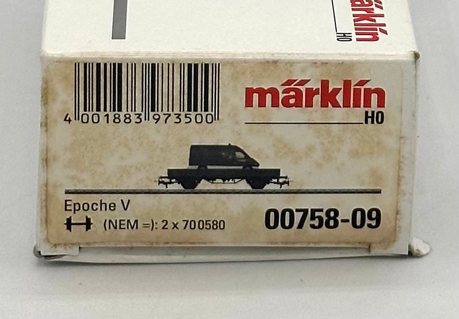 Marklin 00758-09 HO Scale DB Kbs-Series Flat Car W/ Mercedes -Benz Sprinter Load