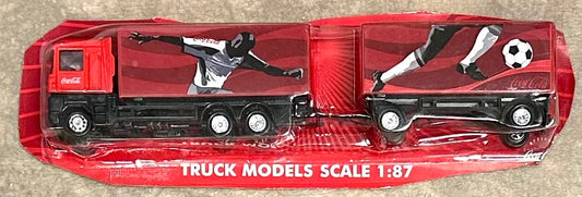 Lemke Collection " World Of Trucks"HO Renault Truck+Trailer Coca-Cola with Soccer player Motif