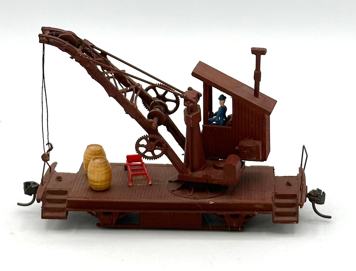 HO Scale Vintage All Metal Custom Built/Painted Breakdown Crane, Rotating Cab/Jib