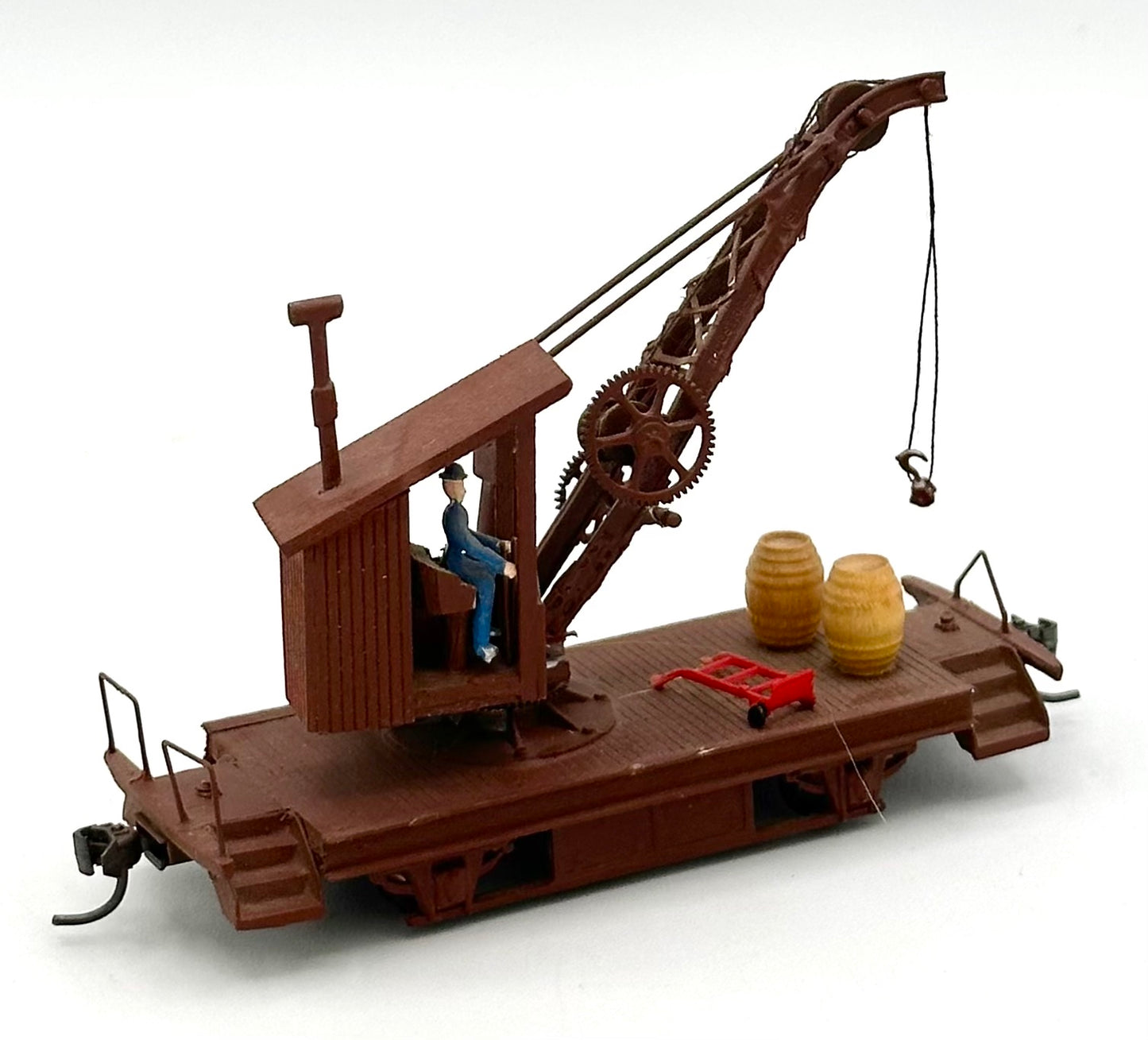 HO Scale Vintage All Metal Custom Built/Painted Breakdown Crane, Rotating Cab/Jib