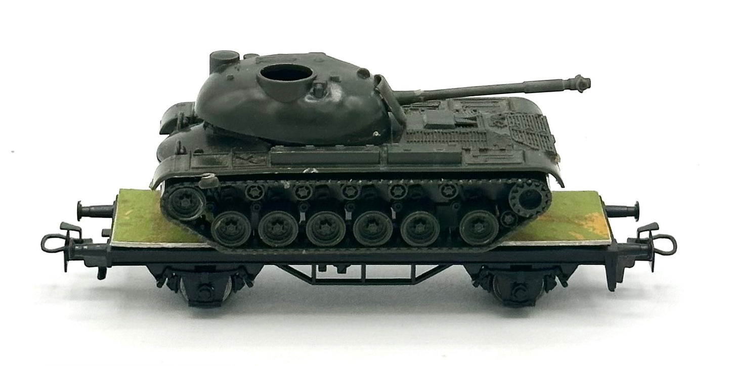Marklin HO Scale Flat Car , Custom Built Removable M48 A1 DBGM Tank