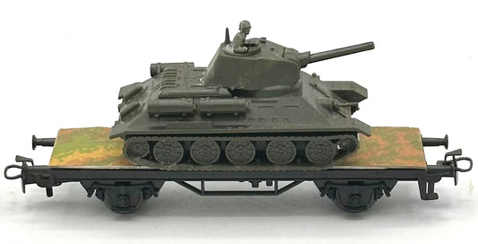 Marklin  HO Scale Flat Car, Custom Built Removable T34 DBGM Tank
