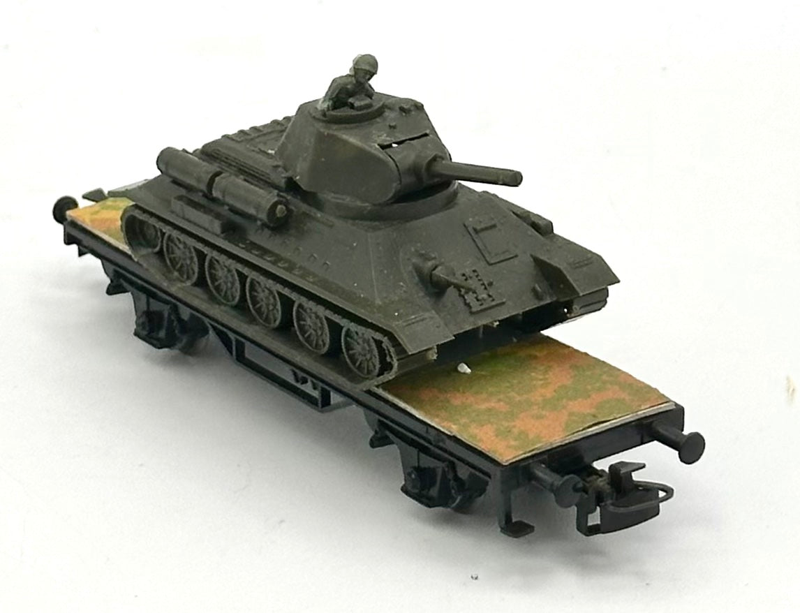 Marklin  HO Scale Flat Car, Custom Built Removable T34 DBGM Tank