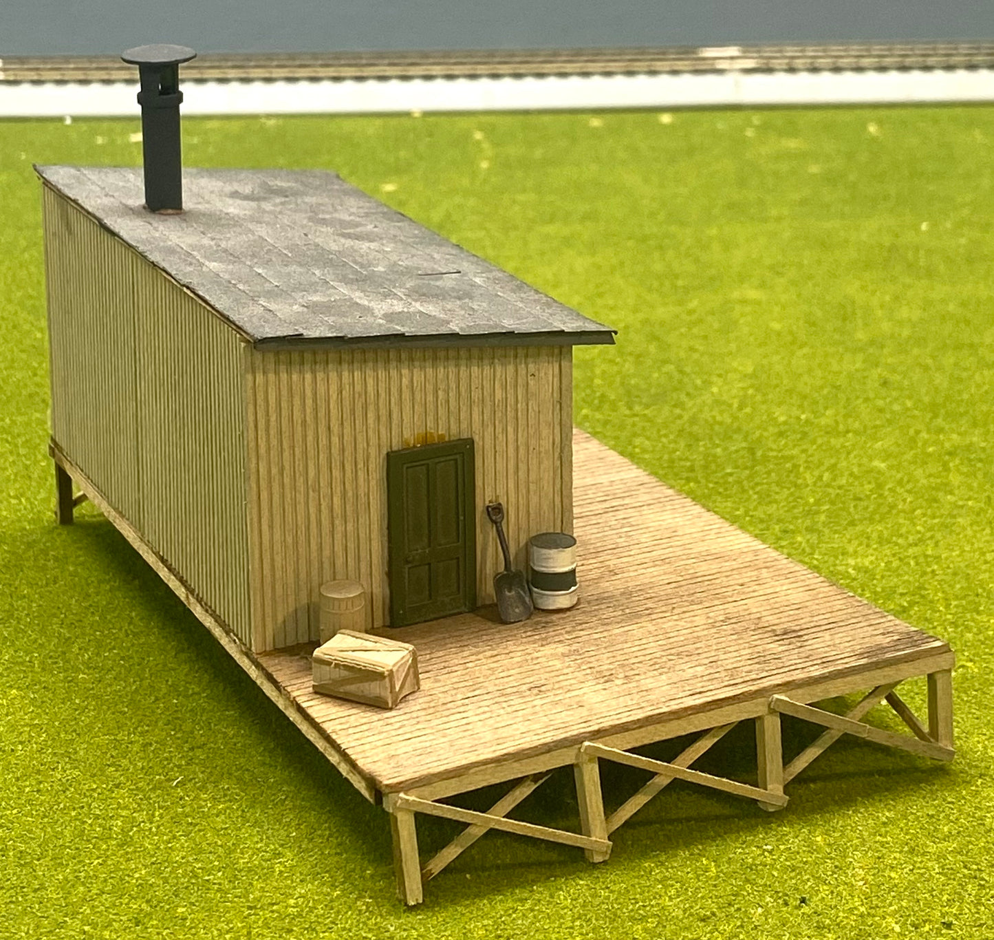 HO Scale Wood Custom Built Painted/Weathered Trackside Storage Shed Fully Assembled