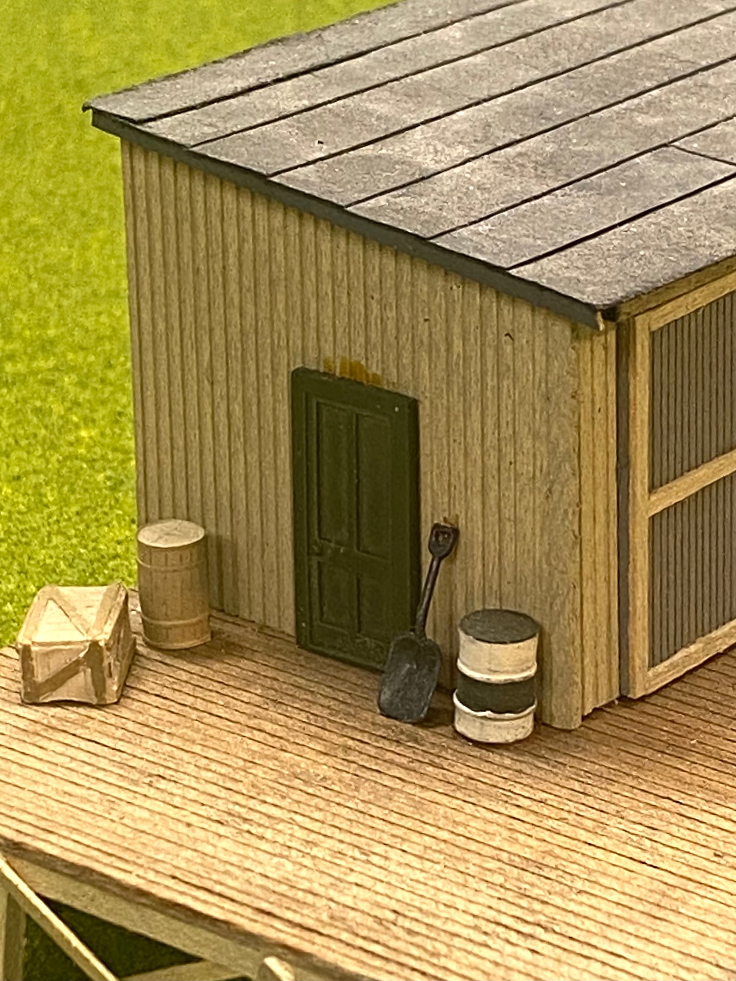 HO Scale Wood Custom Built Painted/Weathered Trackside Storage Shed Fully Assembled